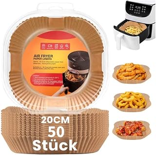 Air fryer paper liner, opp bag, blister packaging, natural color and white, suitable for air fryers, ovens, baking, baking, microwave ovens (50, Blister color square 7.8 * 1.8 inches
