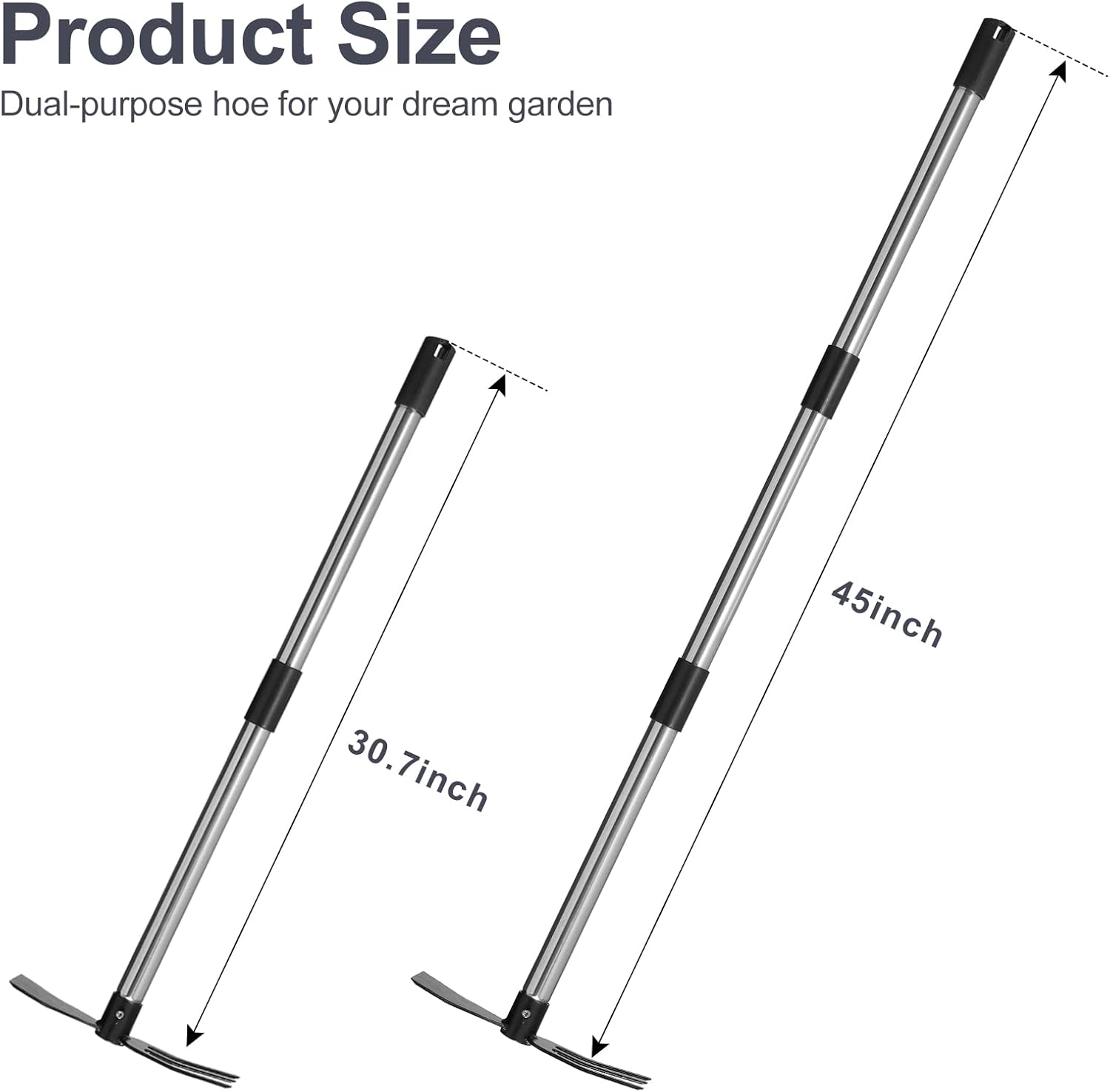 Ihomepark Cultivator Hoe Garden Tool, 30.7 inch Stainless Steel Long Handle Heavy Duty Gardening Tools，Extended Reach Double Hops Suitable for Weeding Digging Soil Loosening Trenching : Patio, Lawn & Garden
