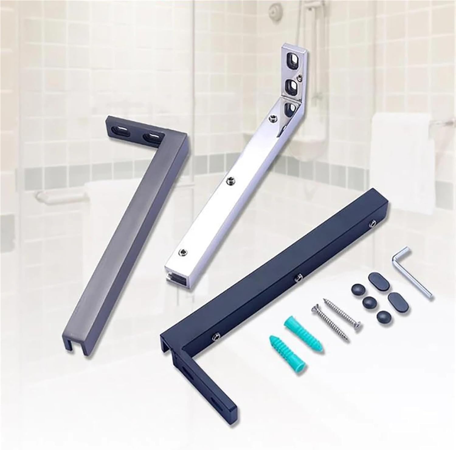 1PCS Shower Room Glass Door Anti Swing Fixed Rod Hotel Stainless Seven Character Bathroom Hardware Accessories(Bright Light -Left)