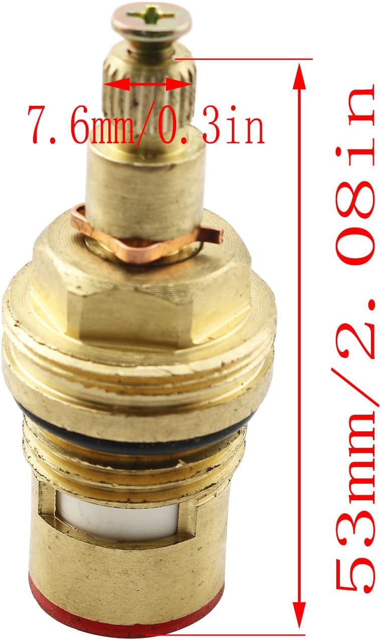 Faucet Valve Ceramic Stem LQ Industrial 1Pair 20 Teeth Ceramic Disc Cartridge G1/2" Replacement Brass Faucet Valve for Bathroom Kitchen