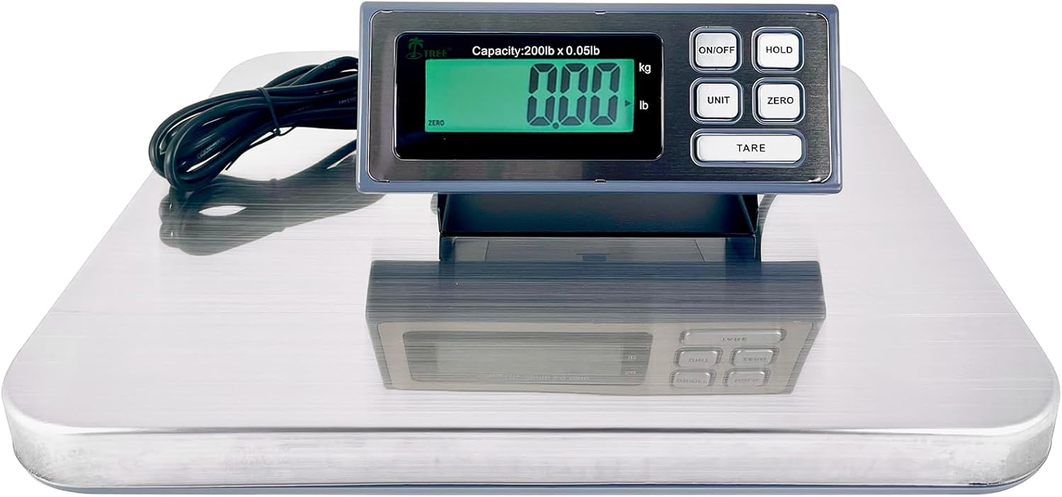 Tree LSS 400 Digital 14 X 16 Inch Stainless Steel Platform Postal Shipping Scale, for Business Office Home Warehouse Package Luggage 400LB X 0.1LB