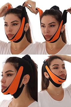 Facial Corset Chin Neck Tape Anti-Snoring Tickle Cheek Tickle Collection BLACK-ORANGE, SINGLE SIZE