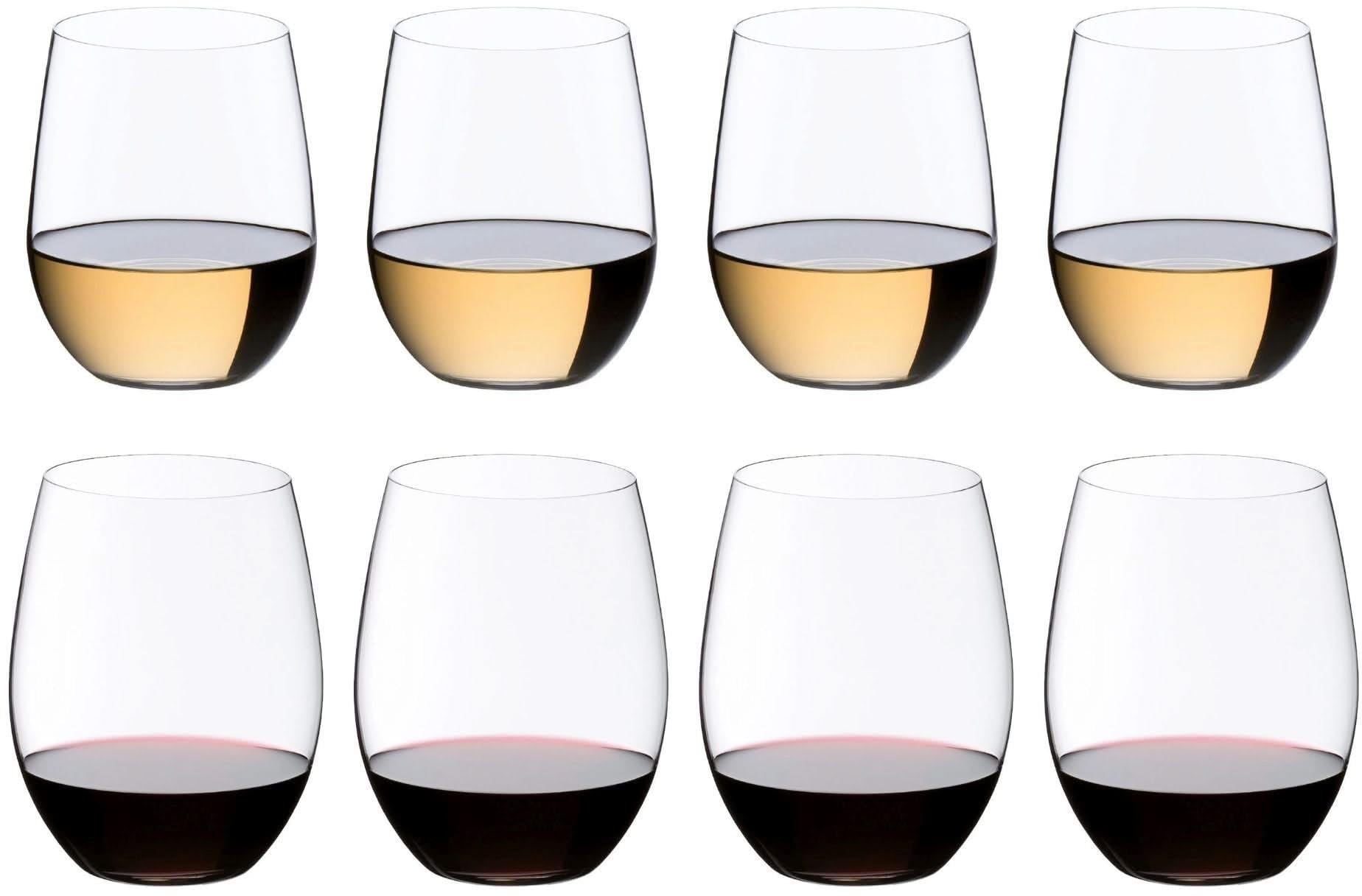 RIEDEL O Kauf 8 Zahl 6, 4 x Cabernet/Merlot 0414/0 & 4 x Chardonnay/Viognier 0414/05, hochwertiges Glas, 5414/50
