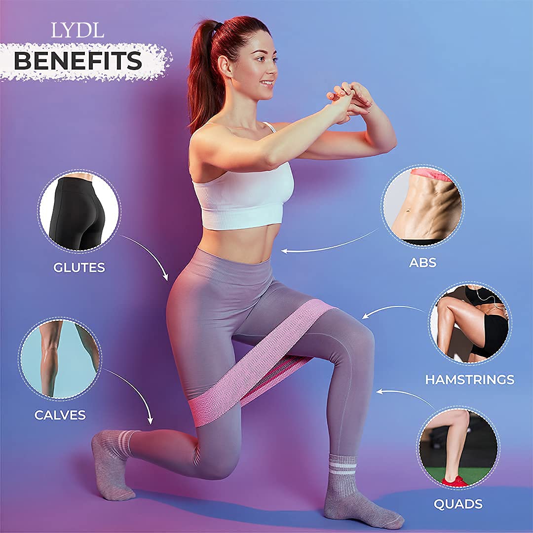 LYDL Resistance Bands Loop Exercise Bands ,Workout Bands Hip Bands Wide Resistance Bands Hip Resistance Band for Legs and Butt,Activate Glutes and Thigh-Assorted Colour 3