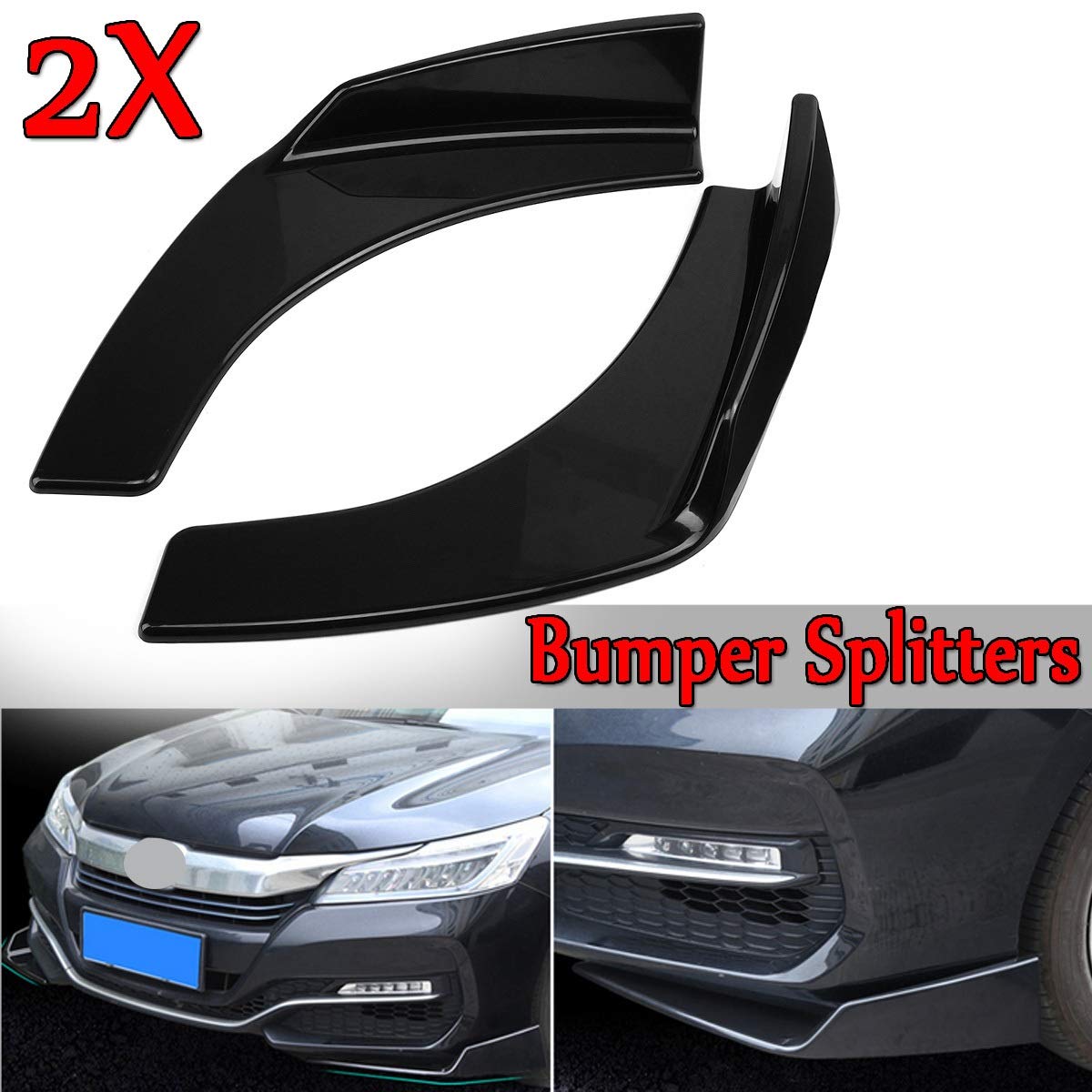 ABS Schwarz 2 Stücke Universal Auto Front Stoßstange Lip Deflector Spoiler Splitter Diffusor Canard Lip Schutz, for VW, for Benz, for, Stoßstangenlippenabweiser