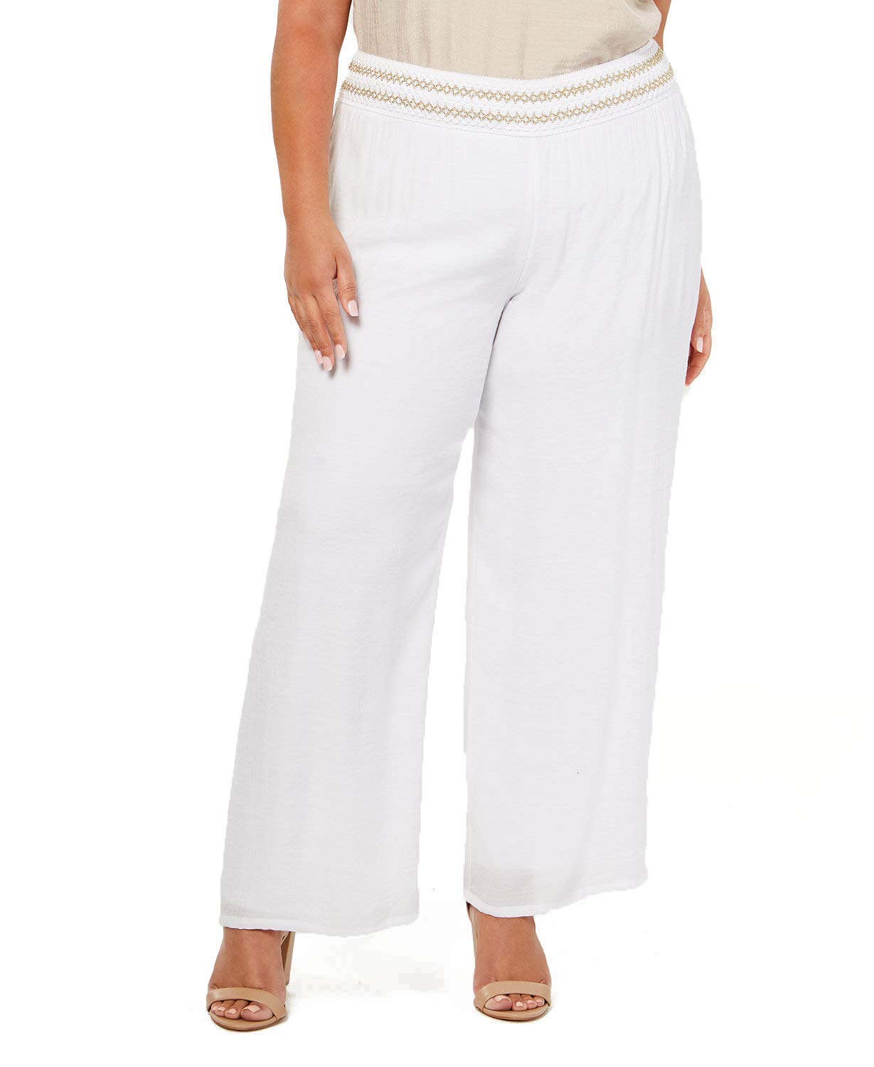 JM Collection Plus Size Lined Gauze Pull On Pants