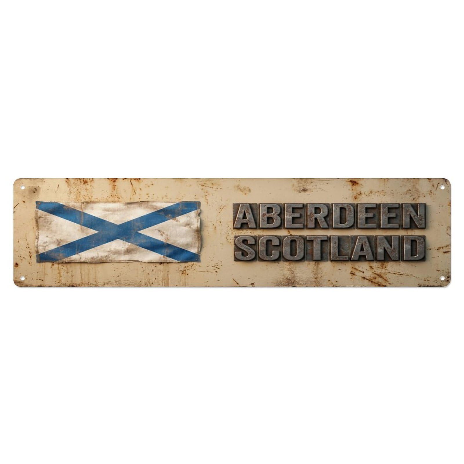 Okahys 4X16inch(10X40cm) Vintage Aberdeen Scotland Flag Decor Rustic Travel Metal Tin Sign