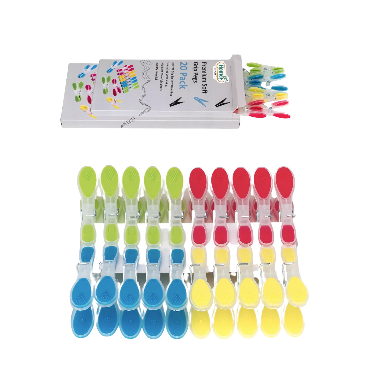 Filo stendibiancheria extra forte con anima in acciaio rivestito in plastica, per uso interno ed esterno, 24 picchetti in plastica antiruggine (15 m di filo retrattile + 20 pioli