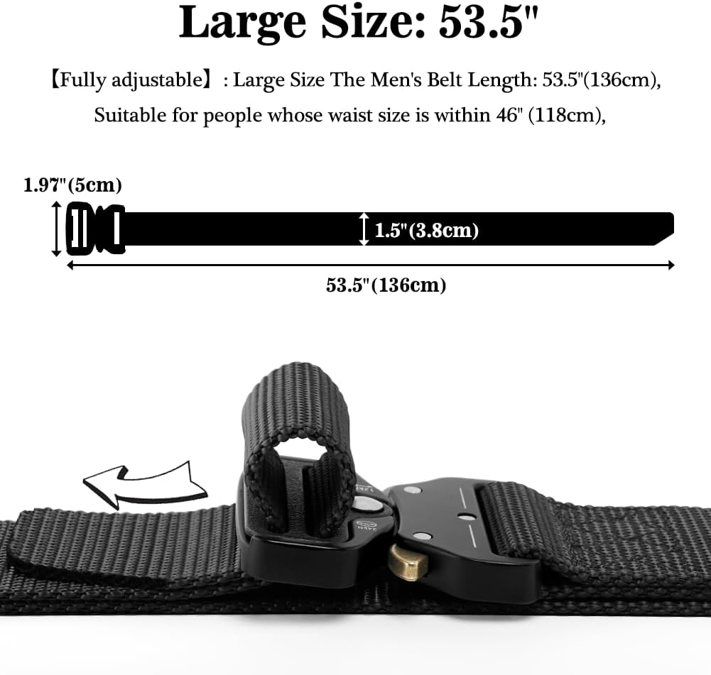 Tactical Belt, Military Nylon Web Belt for men, with Heavy Duty Quick Release Buckle, police Belt used for military training - Image 4
