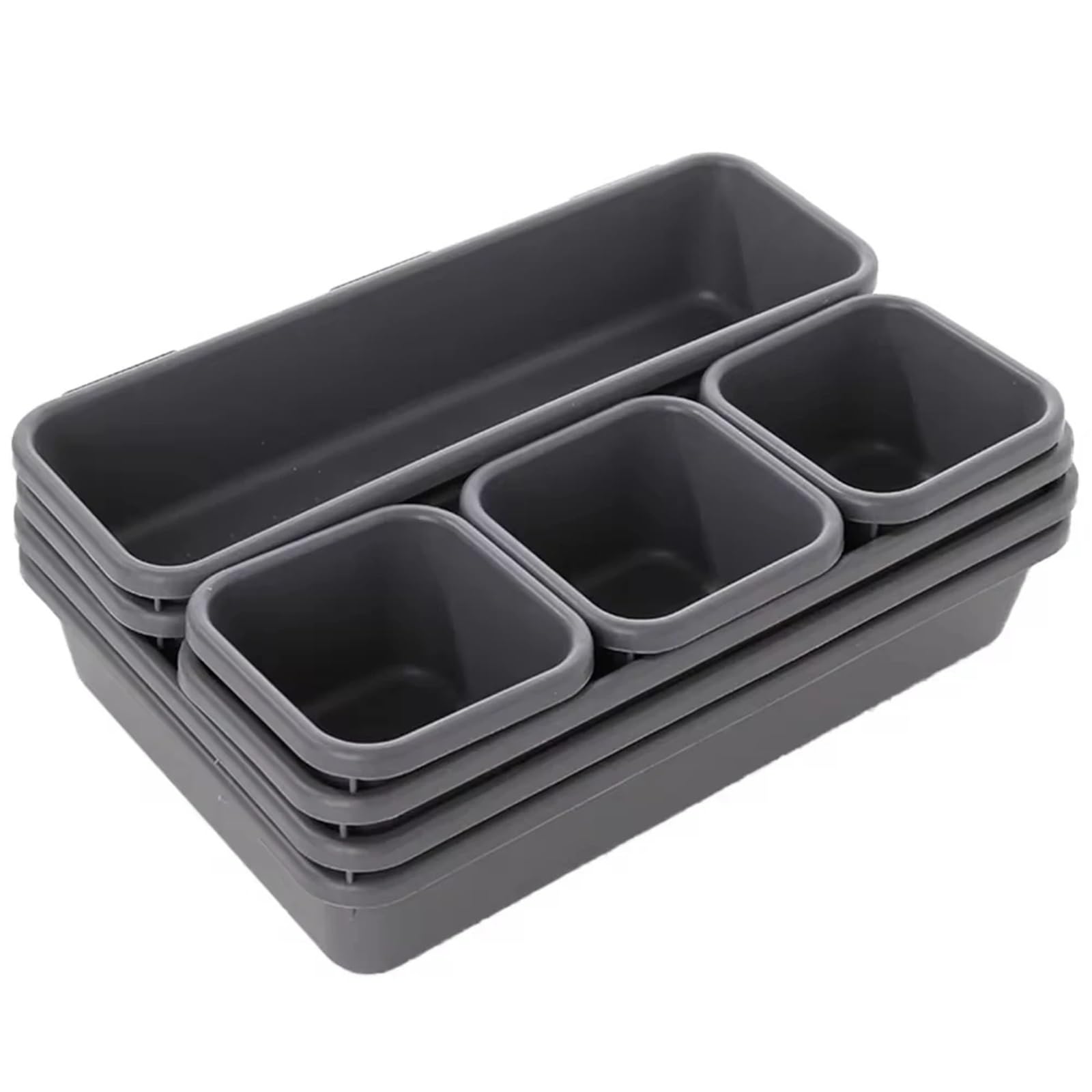 ZHSOAO 8 pcs Adjustable Drawer Organizer Box Trays Make Up Cosmetics Sundries Divider Holder Kitchen Bathroom Closet Jewellery for Bras, Socks, Underwear(Black)