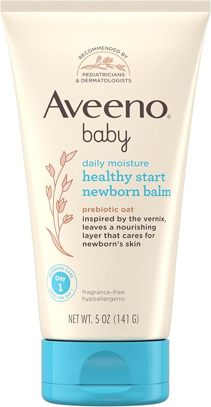 Bálsamo para recién nacido Aveeno Baby Healthy Start, sin fragancia, 5 oz | Bálsamo hipoalergénico para la piel del bebé, avena prebiótica, deja una capa nutritiva, cuida la piel del recién nacido