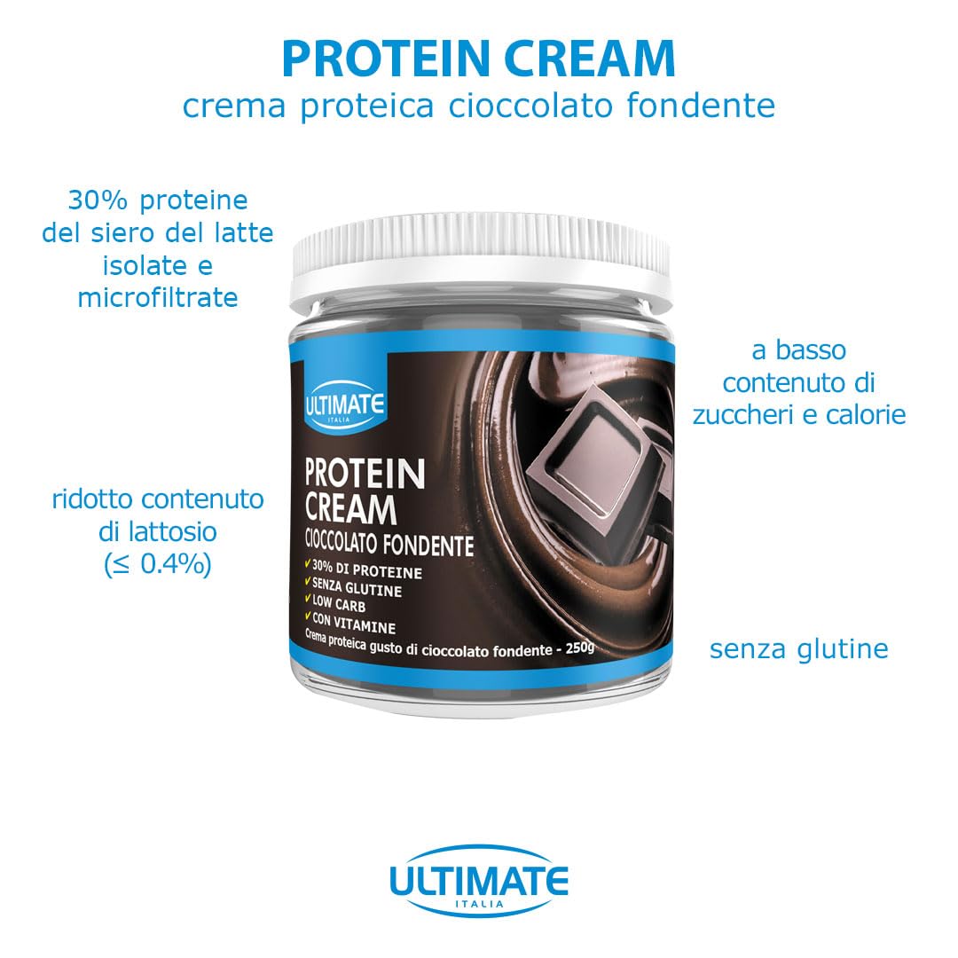 Ultimate Italia - 2 protein cream gusto cioccolato fondente - Senza Glutine - Low Carb - 2x250g
