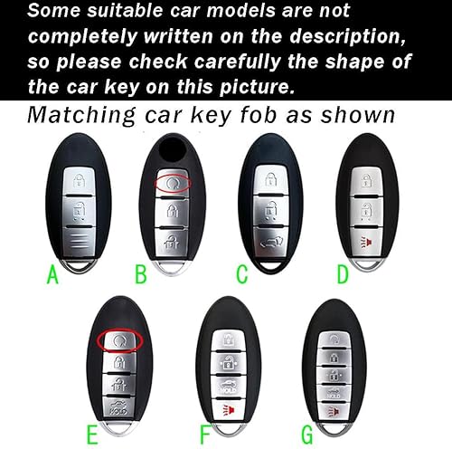 Miniatura 2 de ontto Funda de llave de 5 botones para Nissan Altima Rogue Sentra Pathfinder Frontier Maxima Funda de llave de metal Protector de llave de silicona