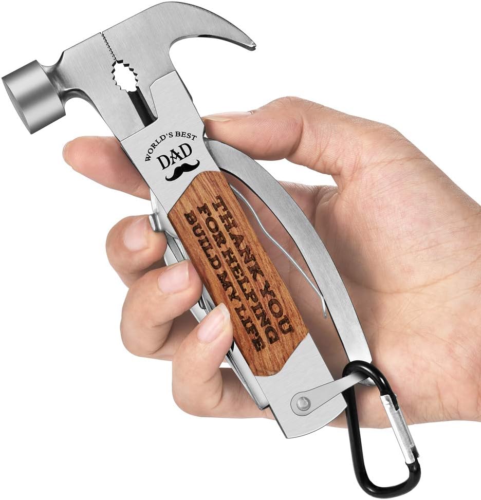Veitorld Gifts for Dad from Daughter Son Fathers Day, Unique Birthday Gift Ideas for Men Him, Cool Gadgets, Christmas Presents Stocking Stuffers for Men, Hammer Multitool (Dad Build My Life)