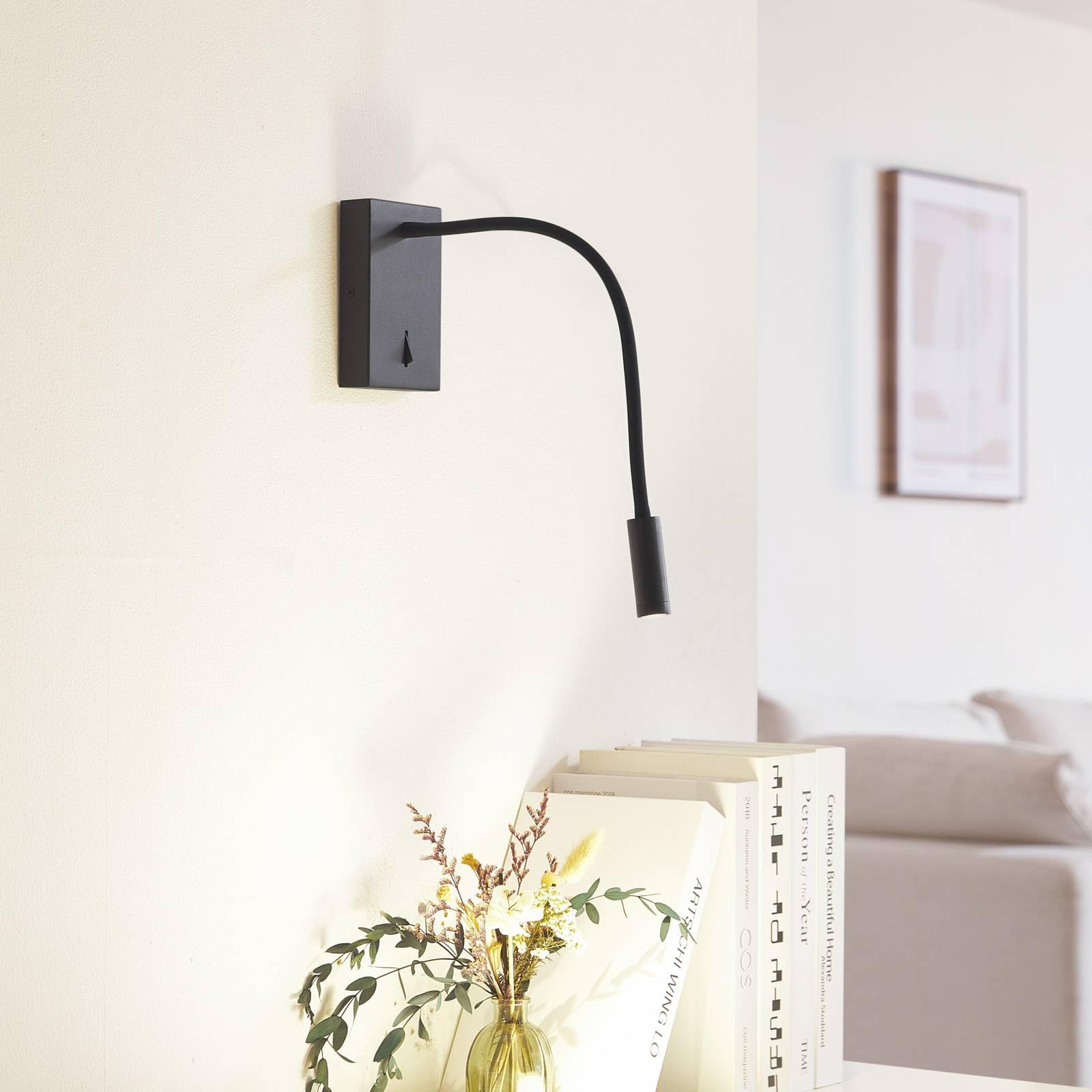 Lucande LED Wandleuchte, Wandlampe Innen Hetti in Schwarz aus Metall (1 flammig) - Wandstrahler Wandbeleuchtung Schlafzimmer/Wohnzimmer Schlafzimmerleuchte