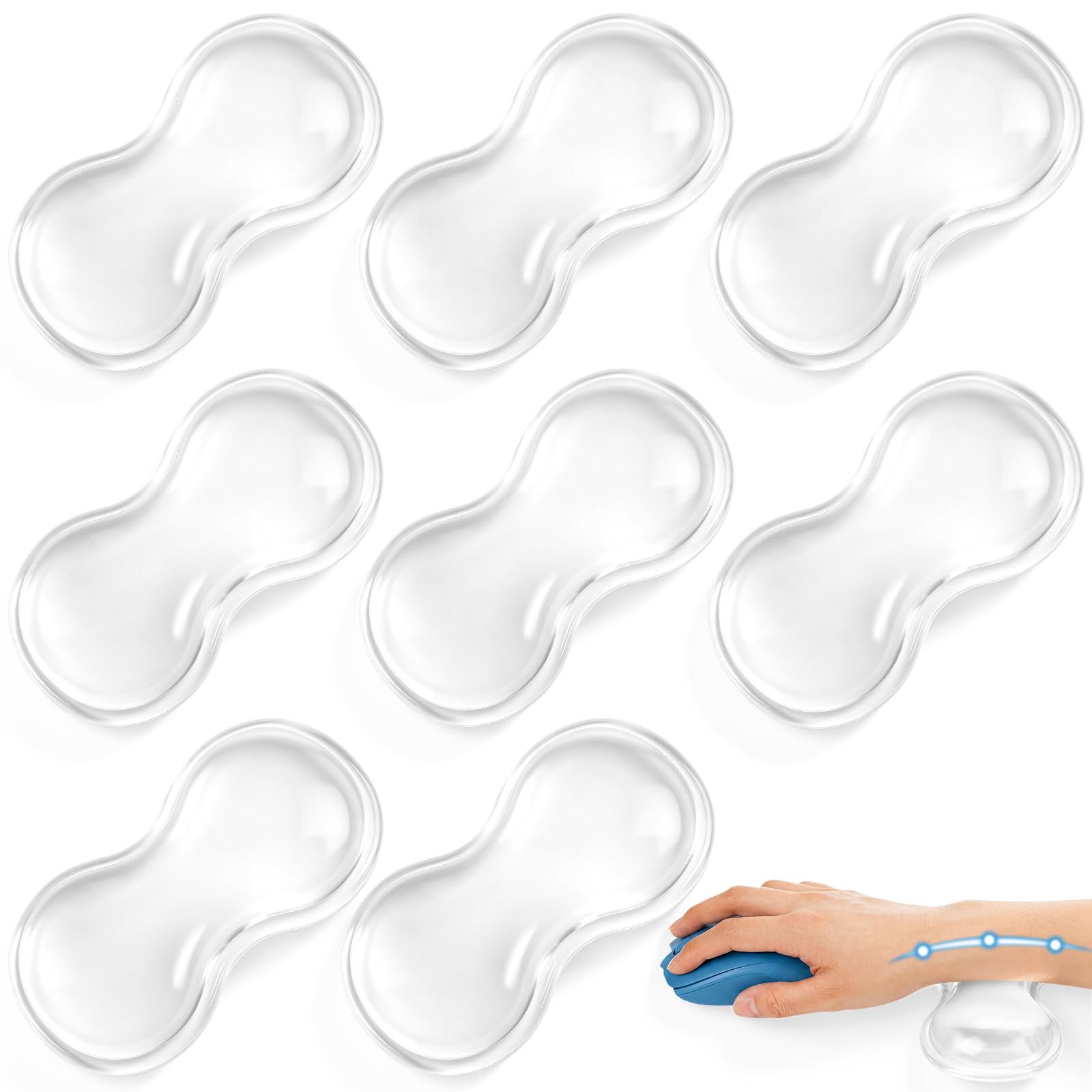 Photo 1 of Foilswirl 8 Pack Silicone Gel Wrist Rest for Mouse Keyboard Employee Appreciation Gifts Ergonomic Clear Gel Wrist Rest Cushion, Mouse Support Pad Cool Hand Pillow for Colleagues Team Office Working