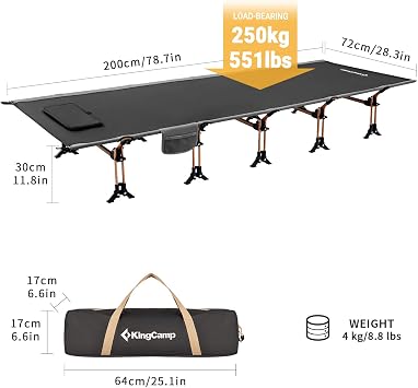 KingCamp Portable Camping Cot & Single-Size Sleeping Pad Inflatable DropStitch Mat