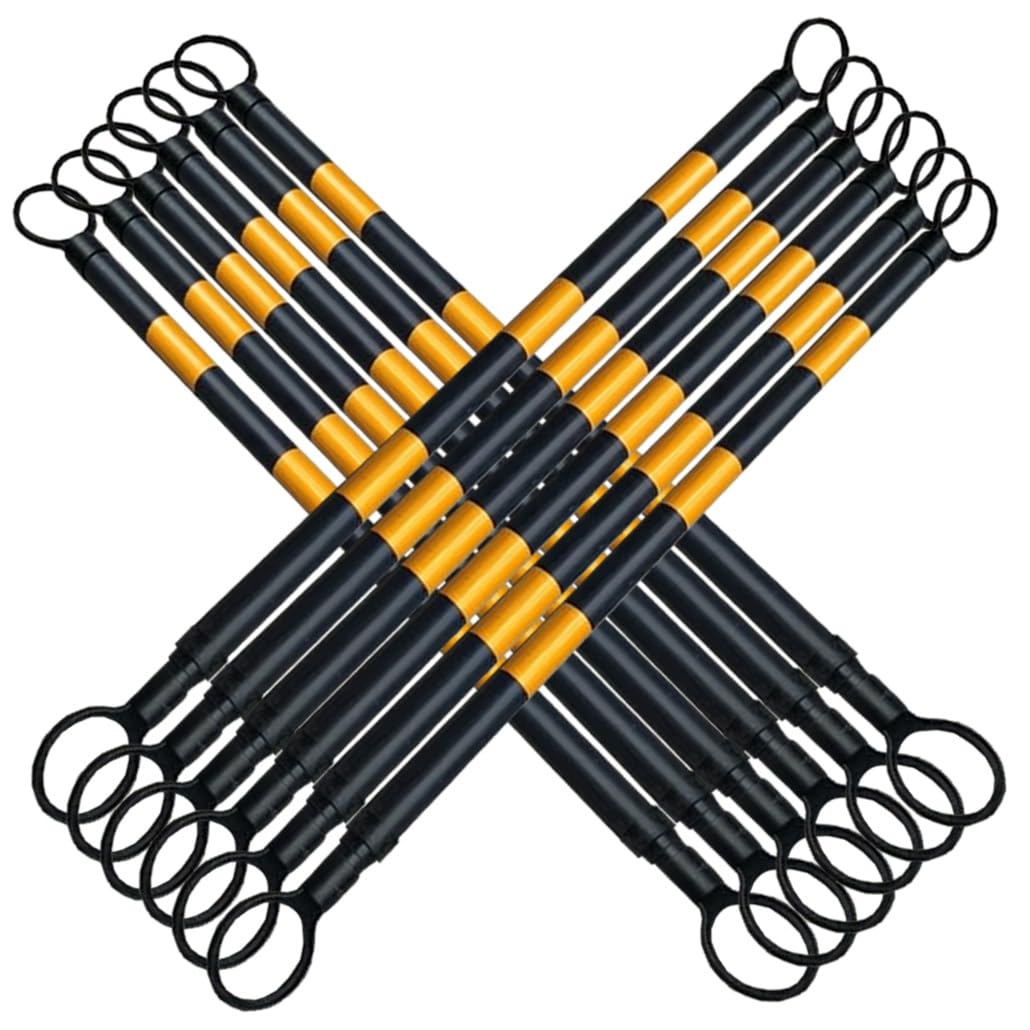 SGKOMN Adjustable Traffic Cone Barrier - 16 Pcs Reflective Retractable Security Divider, 47-78 Inch Temporary Warning Cone with Yellow & Black Sheeting for Outdoor Safety &, Yellow and Black-12pcs