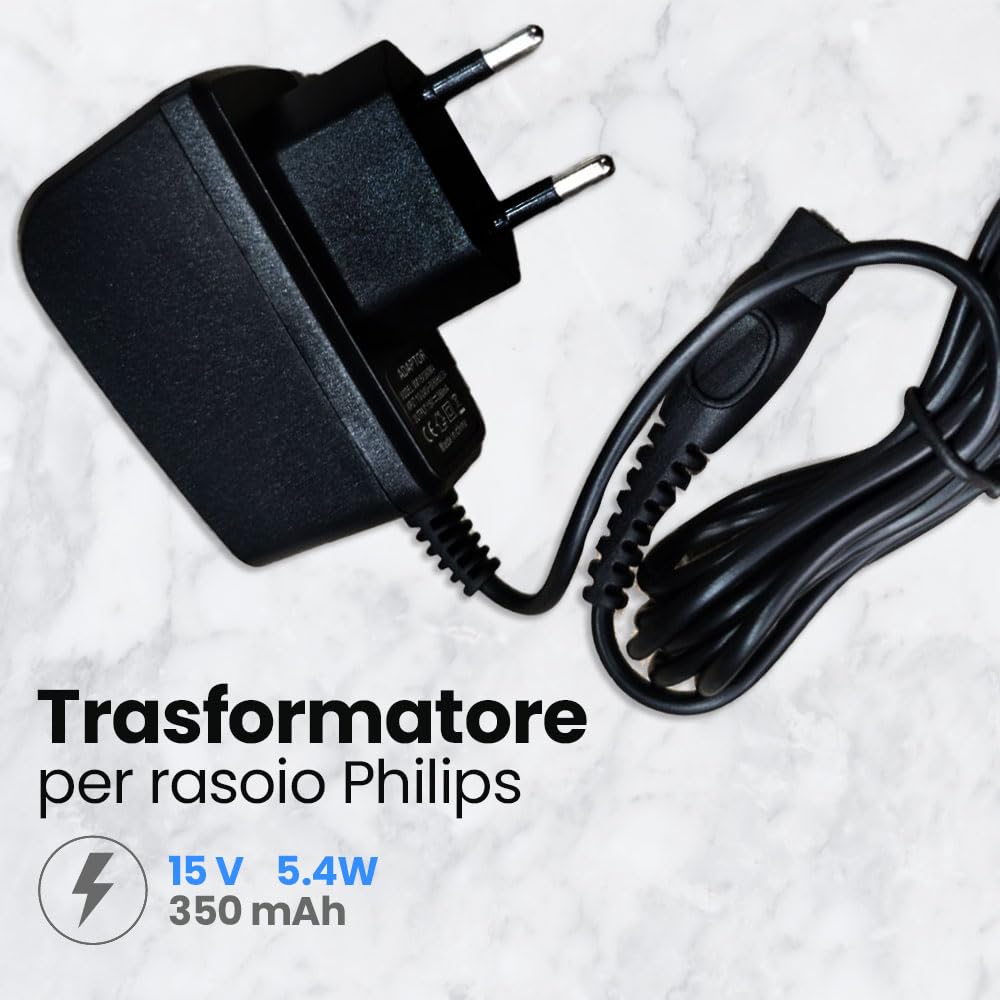 Anakel Home Caricabatterie per rasoio elettrico Philips OneBlade, modelli HQ HS HC RQ AT PT MG BT BG | 15 V, 5,4 W, 350 mAh, colore: nero