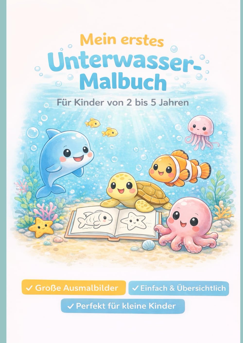 Mein erstes Unterwasser-Malbuch für Kinder ab 2 Jahren: Ausmalbuch mit niedlichen Motiven – ideal für Kindergarten & Zuhause (Mein erstes Malbuch)