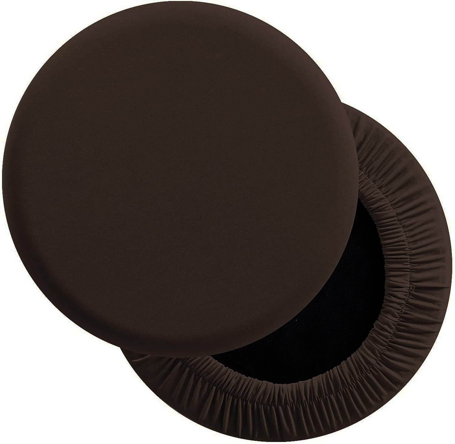 LUSHVIDA Round Bar Stool Covers - Super Soft and Washable Elastic Stool Cushion Slipcover for Dia.12-14" Chair, Light Coffee, Set of 2