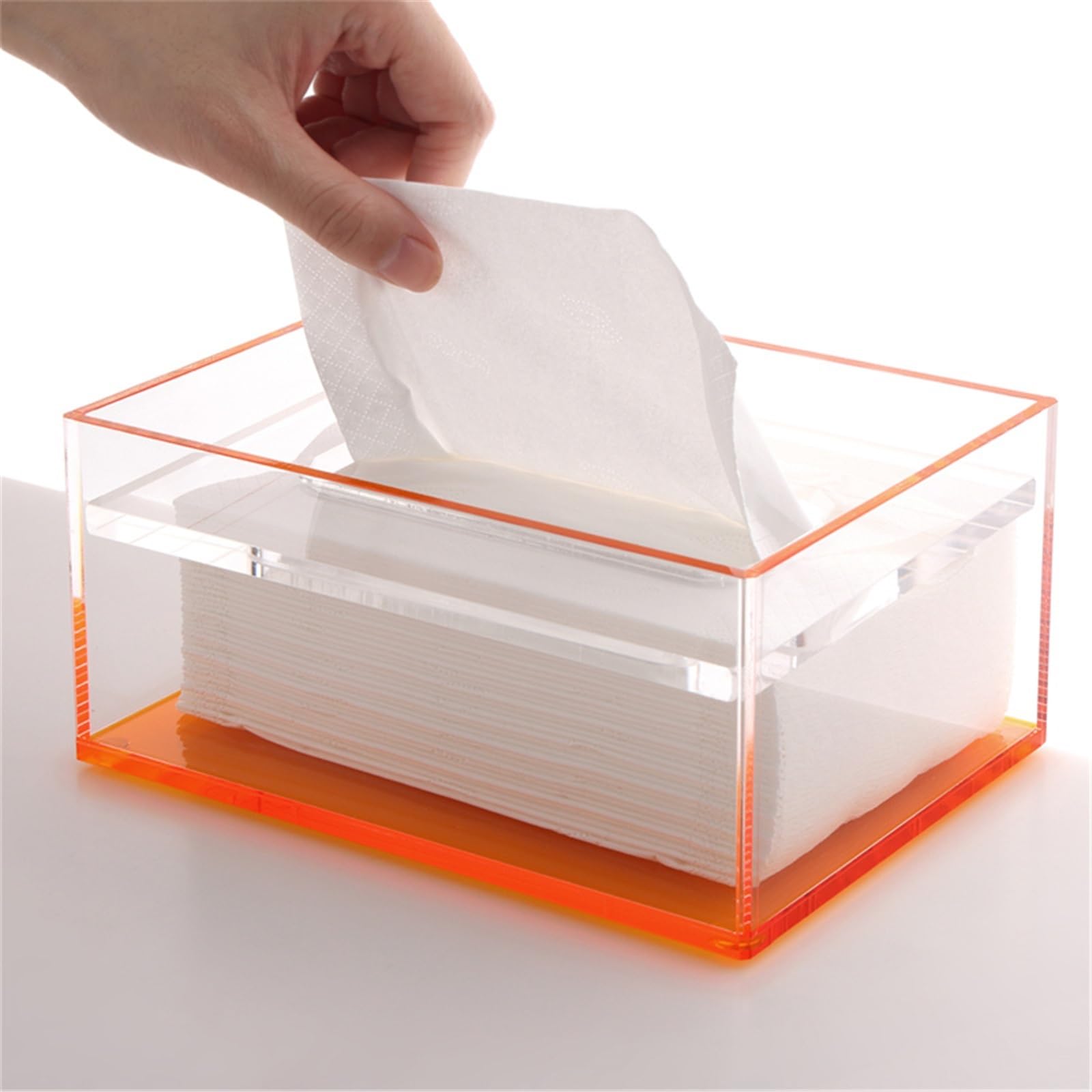 Organizador Decorativo Caja de pañuelos de acrílico Rectangular con Tapa for baño, Cocina, Dormitorio y Oficina.(Negro,Pequeño)