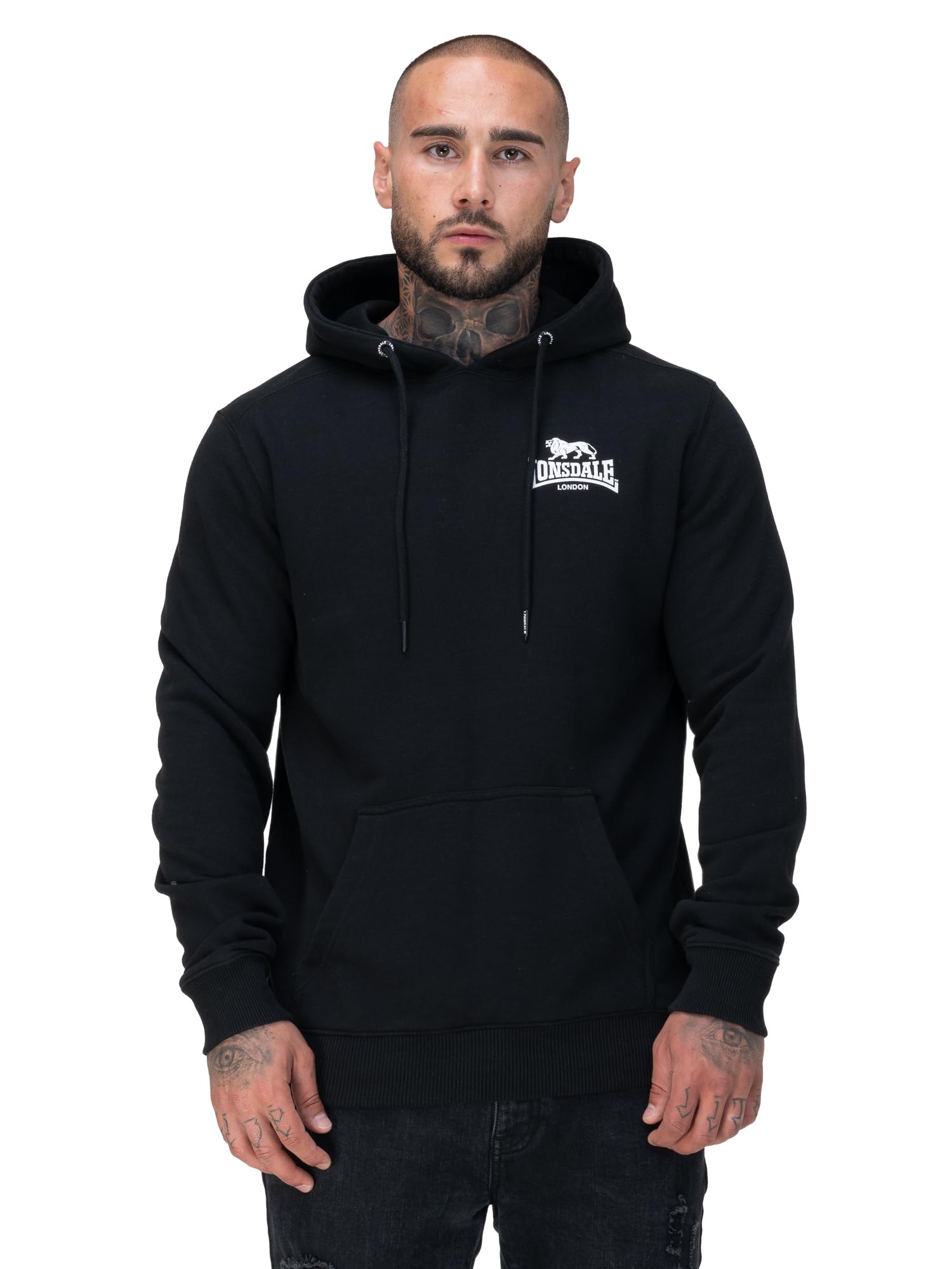 Lonsdale Men's Claughton hoodie, mens, Hooded Sweatshirt, 117032, black, XXL