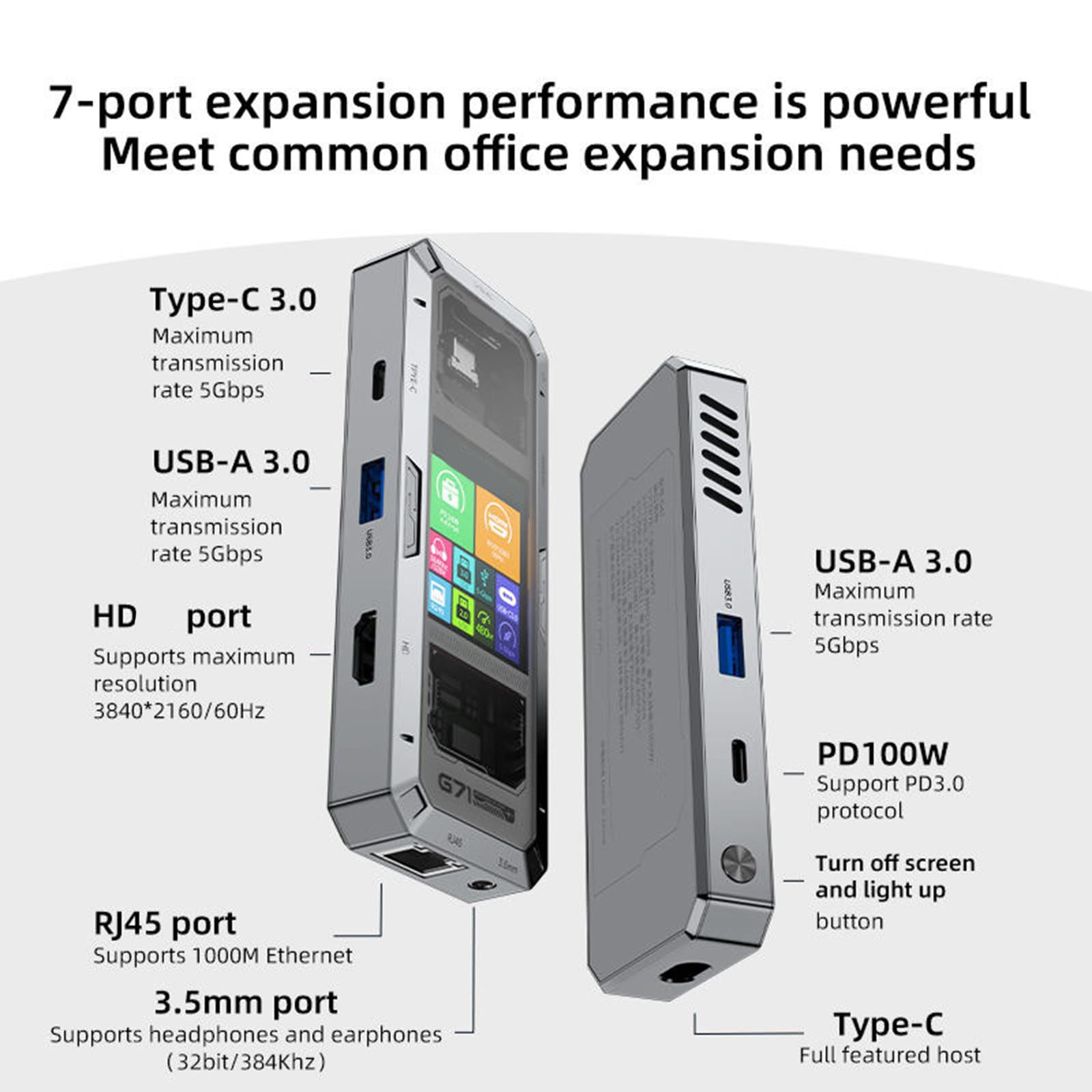 COOLHOOD Docking station USB C Adattatore multiporta PD100W Ricarica multipla Dock da 3,5 mm per Notebook Laptop C Docking