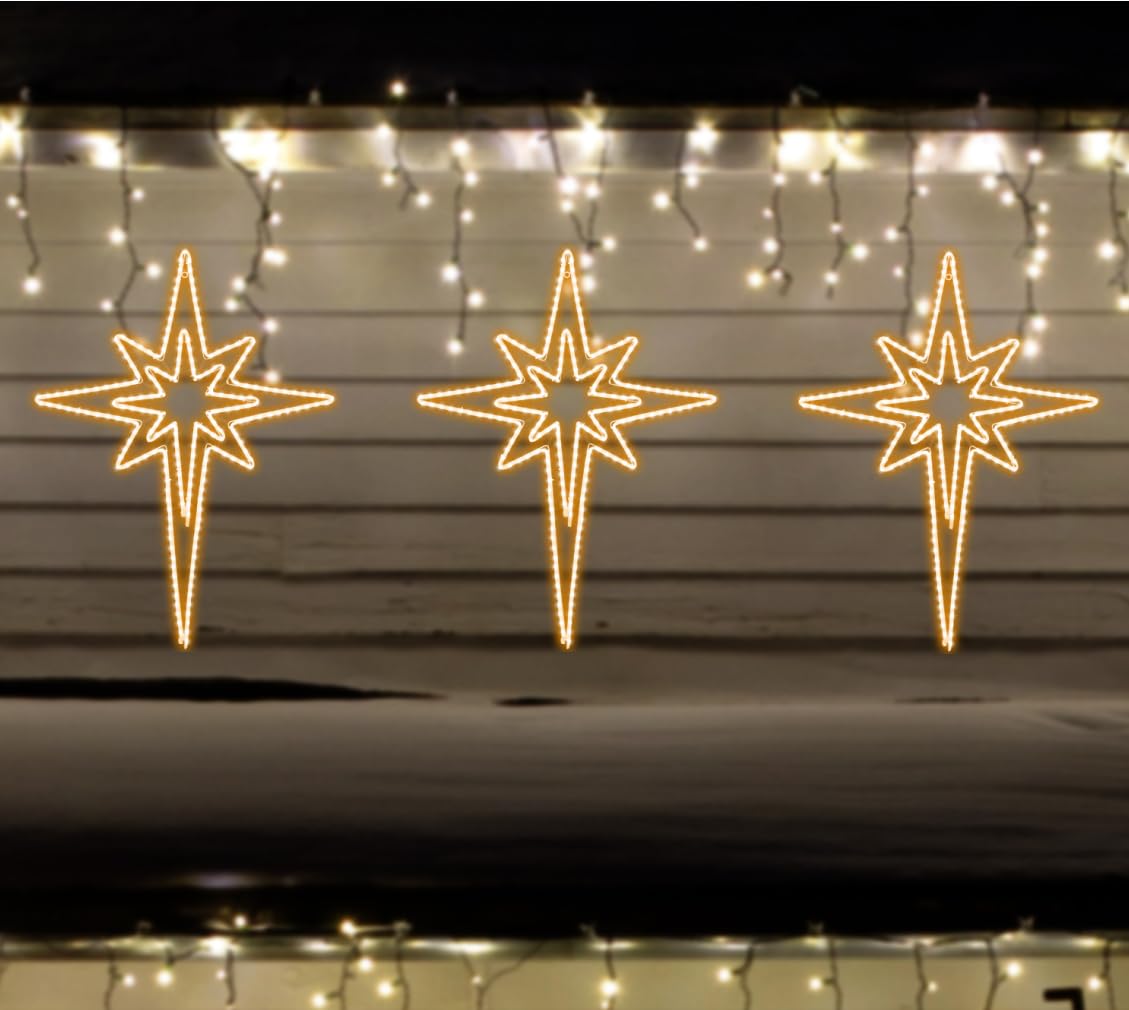 [Grande 43 x 32 pulgadas] 216 LED superbrillantes con diseño de estrella de Belén, decoración de Navidad al aire libre con 11 funciones y temporizador, impermeable para exteriores, hogar