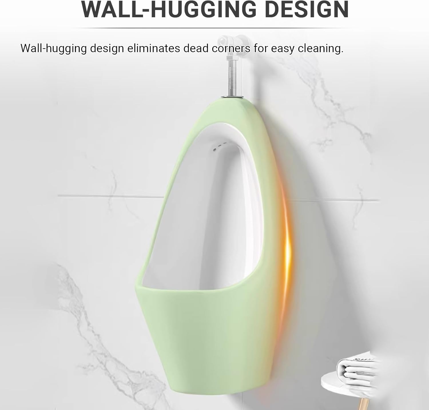 Wall-Mounted Ceramic Urinal for Men,Spill Proof Nighttime Men's Urinal,High-Efficiency Waterfall Flushing Urinals for Commercial Public Toilet,Hotel,Garage,Bar(White)