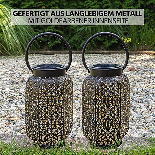 Gadgy Orientalische Laterne | 2 Stück | Solar Gartendeko für Außen | Led Solarlampe | Schwarz & Gold Metall… – Bild 6