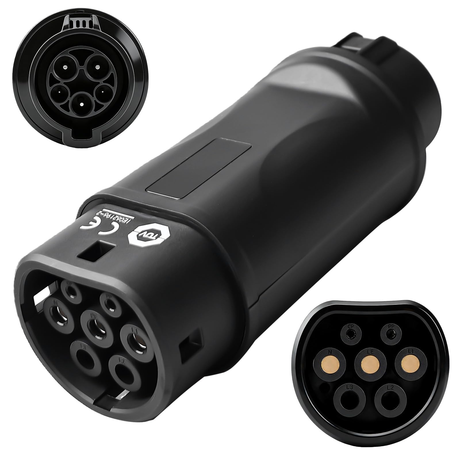 Leikurvo Adapter Typ 1 na Typ 2 EV, Adapter Typ1 (SAE J1772) wtyczka na Typ2 (IEC 62196) gniazdo 32A/16A EV Adapter ładujący Konwerter Adapter kabel ładujący Adapter gniazdo ładowania dla Typ2