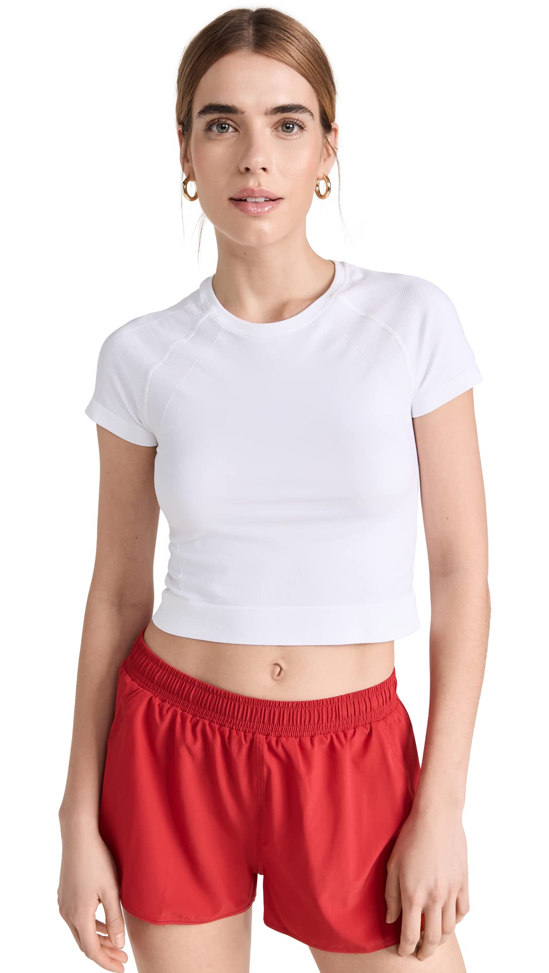 Women's Athlete Cropped Short Sleeve Seamless Workout T-Shirt