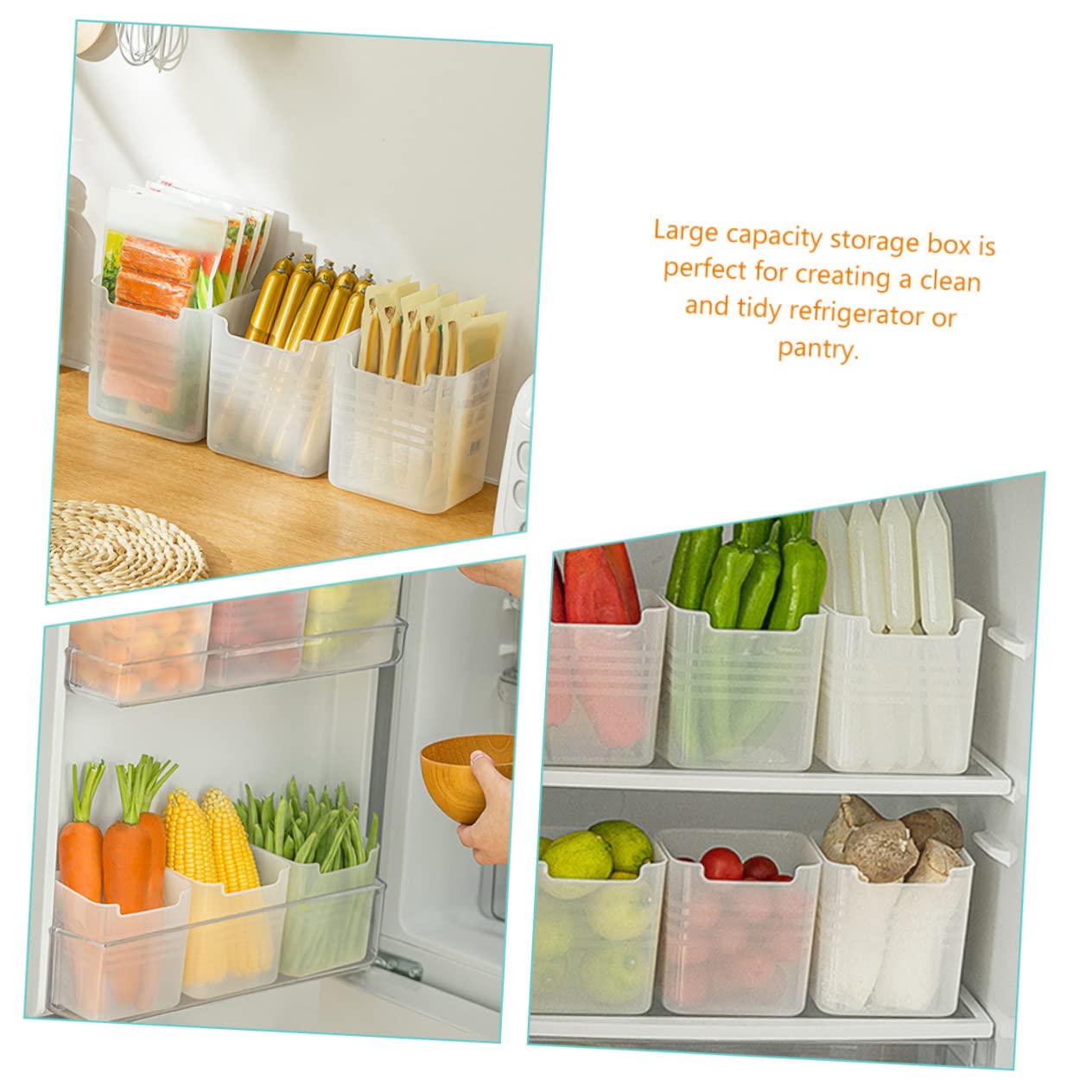 Baluue 6stücke Kühlschrankbox für Lebensmittel Kühlschrank-aufbewahrungsbox Seitenbox für Gemüse Organizer für Kühlschrank Sortierfach für Vorräte Behälter für Speisekammer Stapelbare