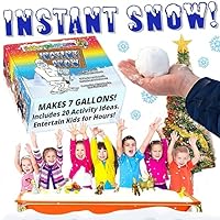 PARTY GOAT Instant Snow Powder for Sensory Play & Decor. 18oz Makes 7 Gallons of Fake Snow. Up to 400 Aritifical Snowballs. Outdoor & Indoor use. Just Add Water. Magic Fun for Kids