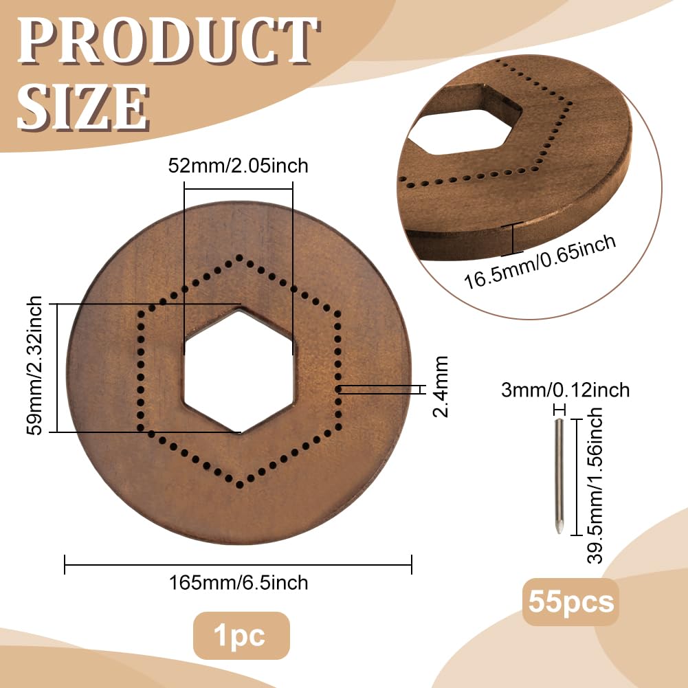 Hexagon Pin Loom Häkelbrett - Holz Webwerkzeug Mit 55 Stecknadeln