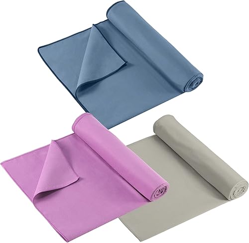 Breling Paquete de 3 toallas de 26 x 73 pulgadas para esterilla de yoga caliente, antideslizante, para gimnasio, absorbente de sudor, toalla de