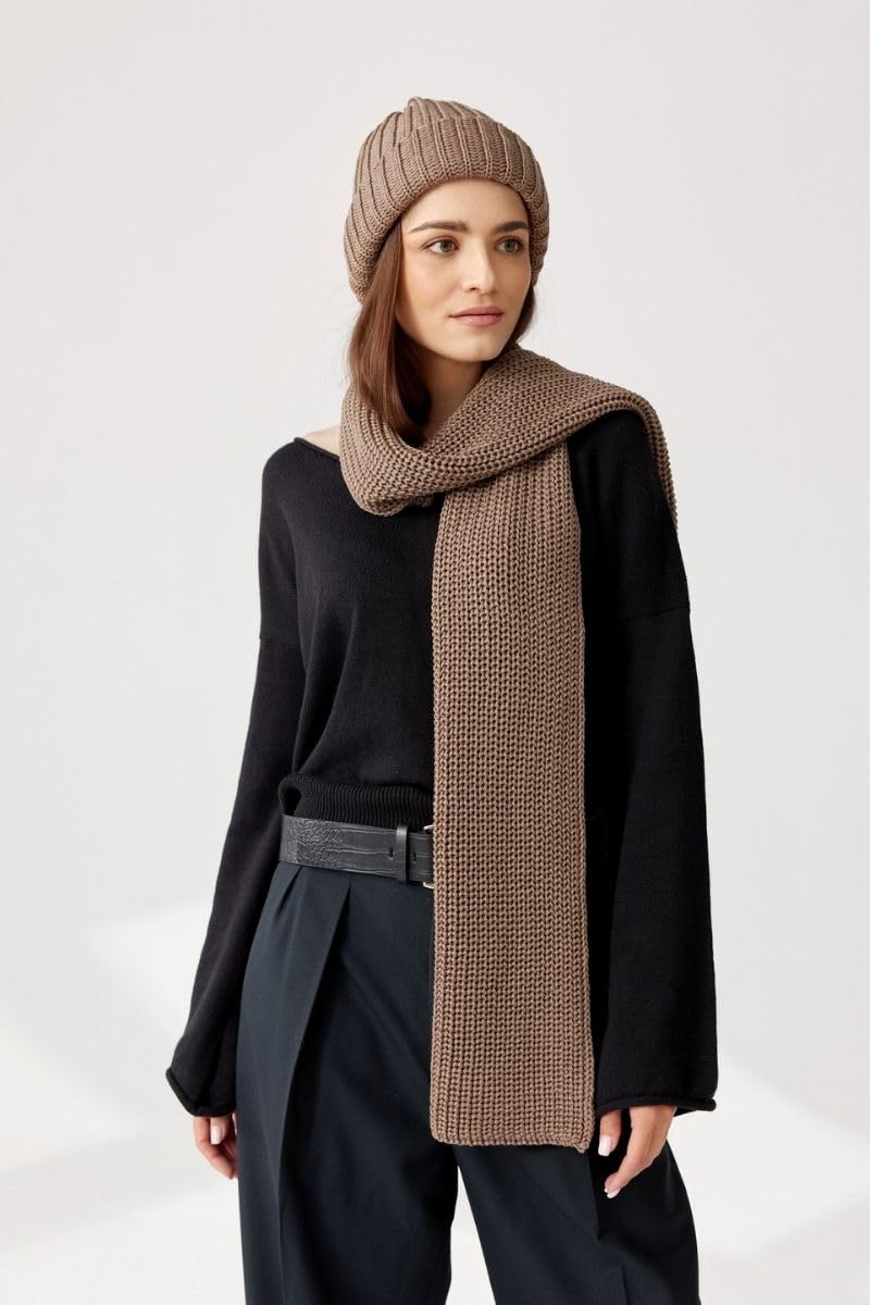 Ander Schal Damen aus 100% Merinowolle 25 cm x 170 cm - Herbst Kleidung Damen - Halstuch für jeden Anlass - Stilvoller und nachhaltiger Komfort für Frauen
