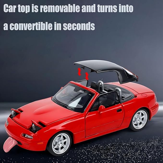 Image of Invite Enterprise 1:32 Mazda Miata MX-5 Alloy Model Car, Toy Car with Pullback, Removable Top, Blinking Lights, Toy Car with Sound and Bright Lights, Collectible Grade Gift for Kids【Red】