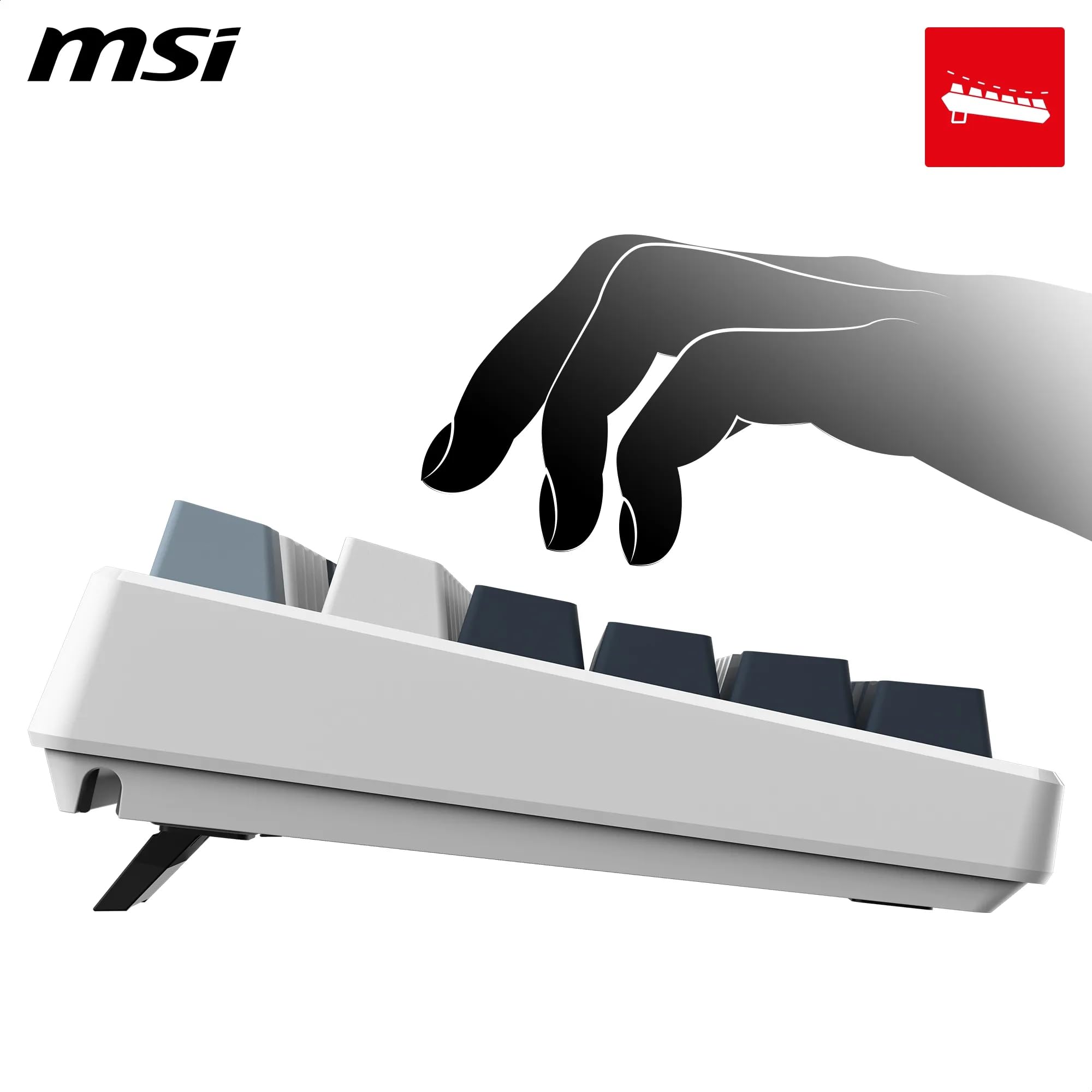 MSI Forge GK600 TKL Wireless Sky FR - Tastiera AZERTY meccanica a switches lineari, tasti PBT stampati Sublimazione, base antiscivolo, LED RGB, USB 2.0, Bluetooth, 2.4 GHz - Tenkeyless