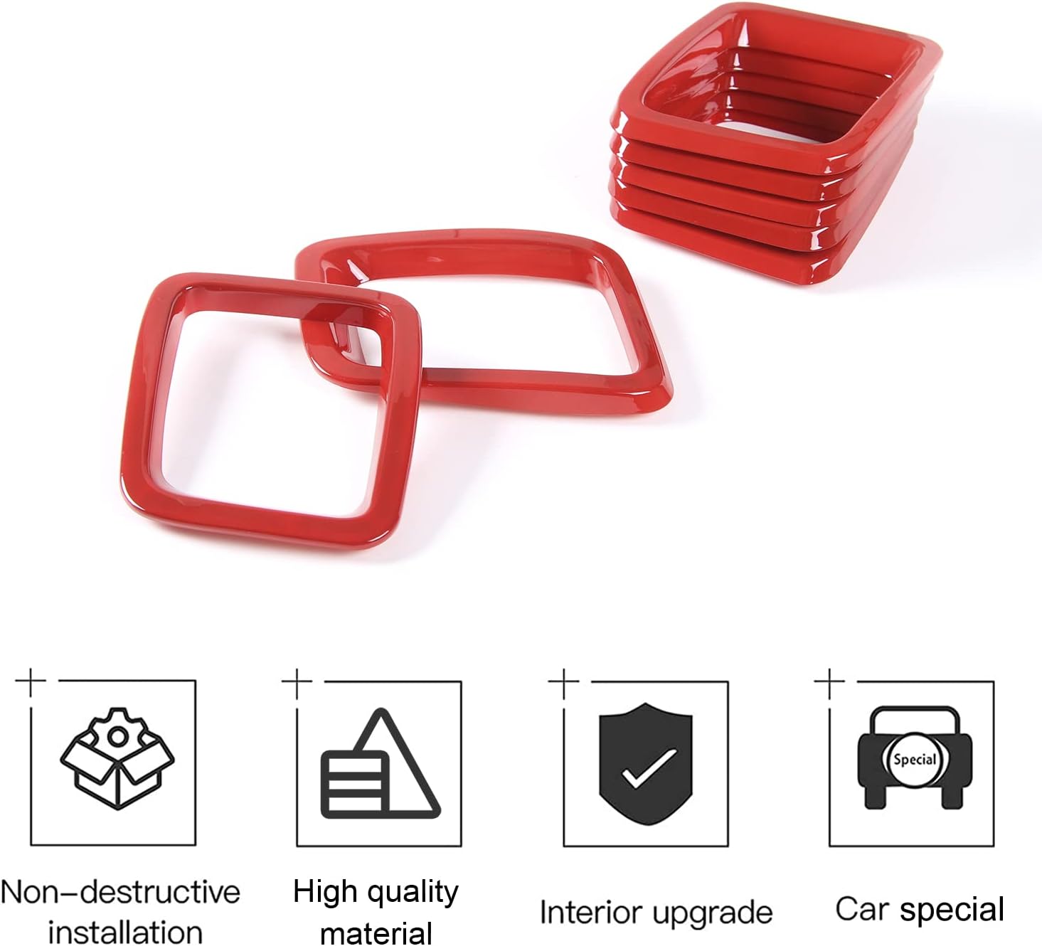 CheroCar Grille Inserts ABS Front Grill Cover Guard Exterior Accessories for Jeep Compass 2017-2020, Red