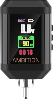 Tattoo Power Supply - Ambition Korall Wireless Tattoo Battery Pack 2200mAh Mini Portable RCA Color LED Digital Display for Rotary Tattoo Machine