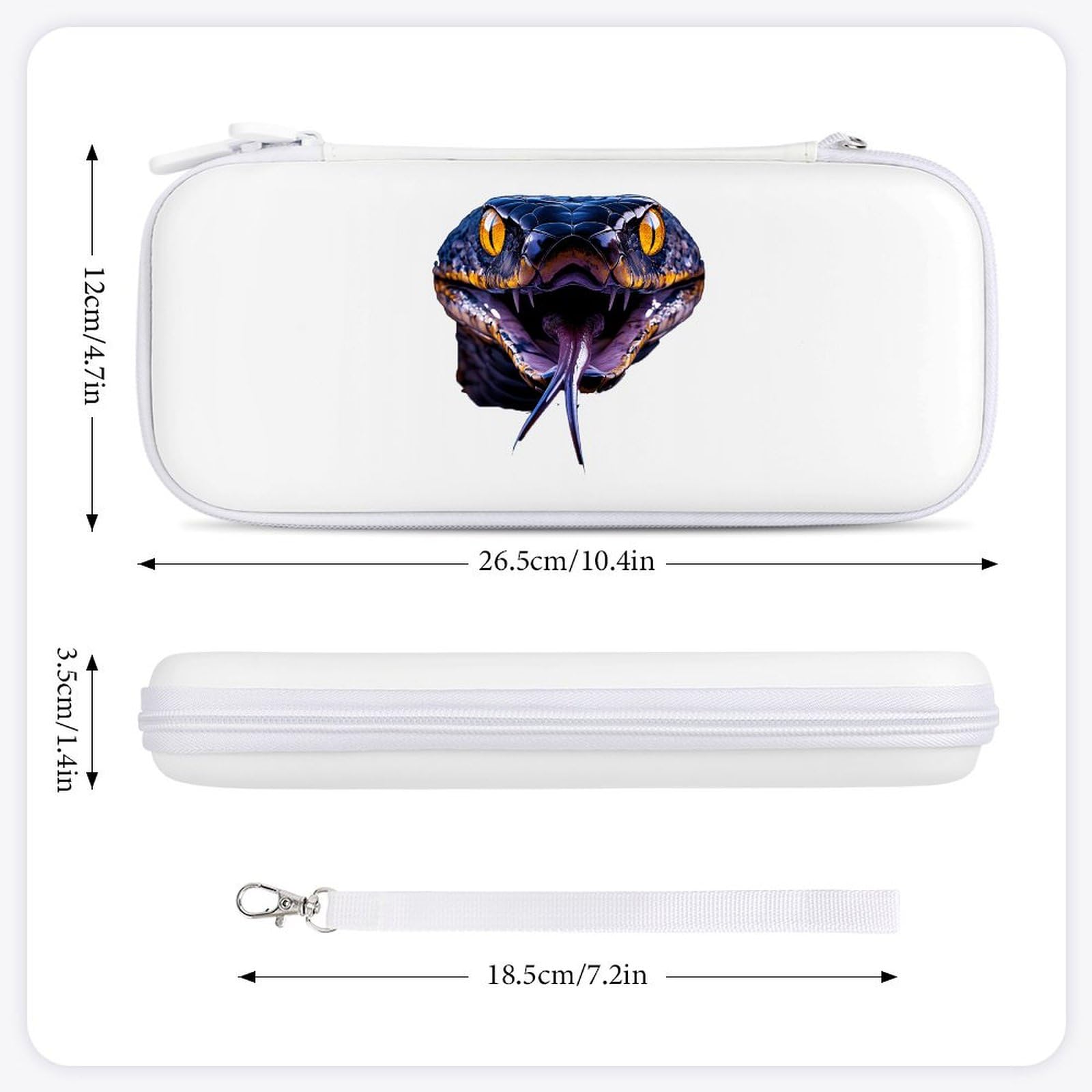 Mambasnakes Snakes Compatible with Switch Carrying Case Hard Travel Game Bag Pouch with 15 Games Accessories White-style