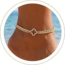 Moodear Gold Ankle Bracelets for Women Waterproof,14K Gold Plated Anklets