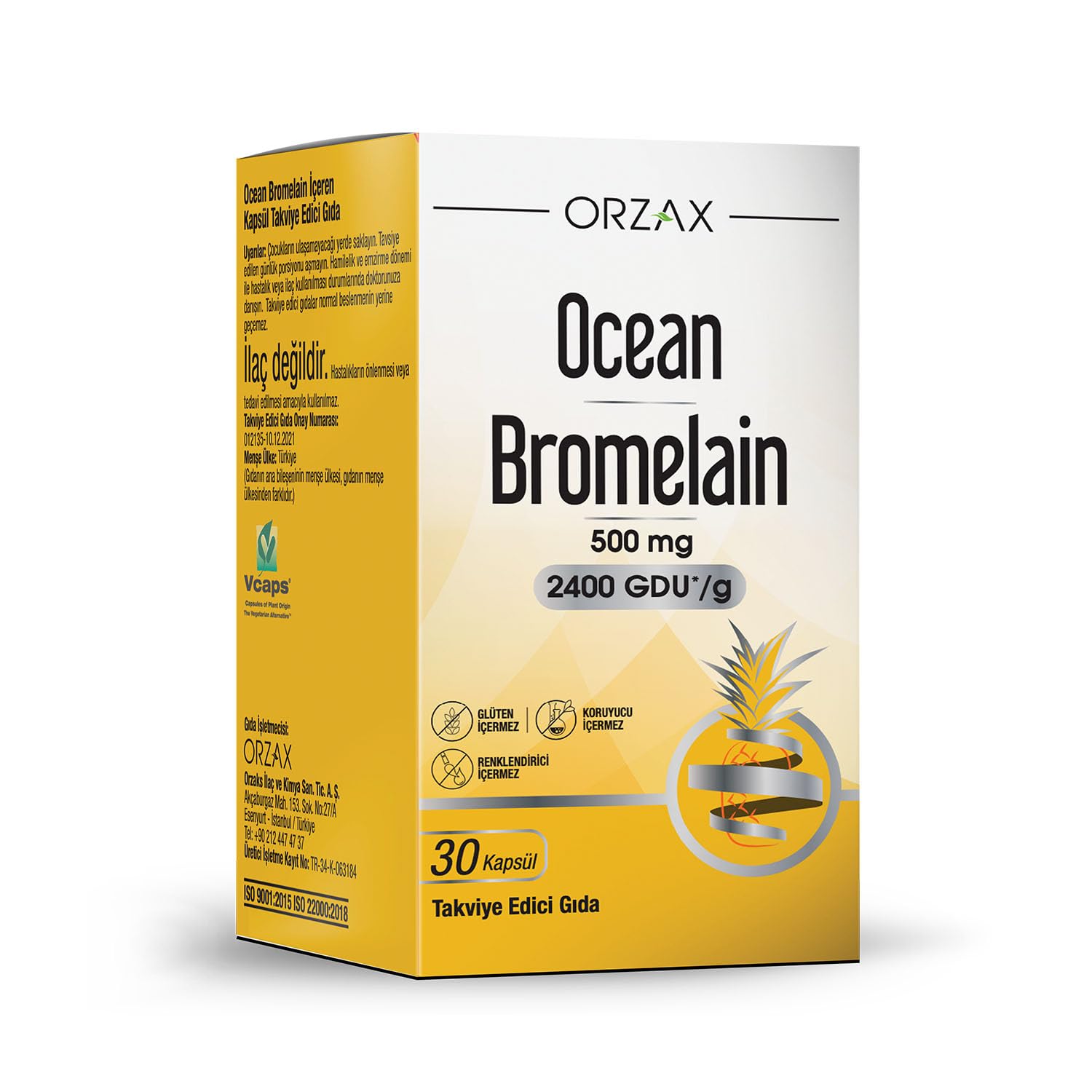 Orzax Ocean Bromelain 500 Mg 30 Kapsül