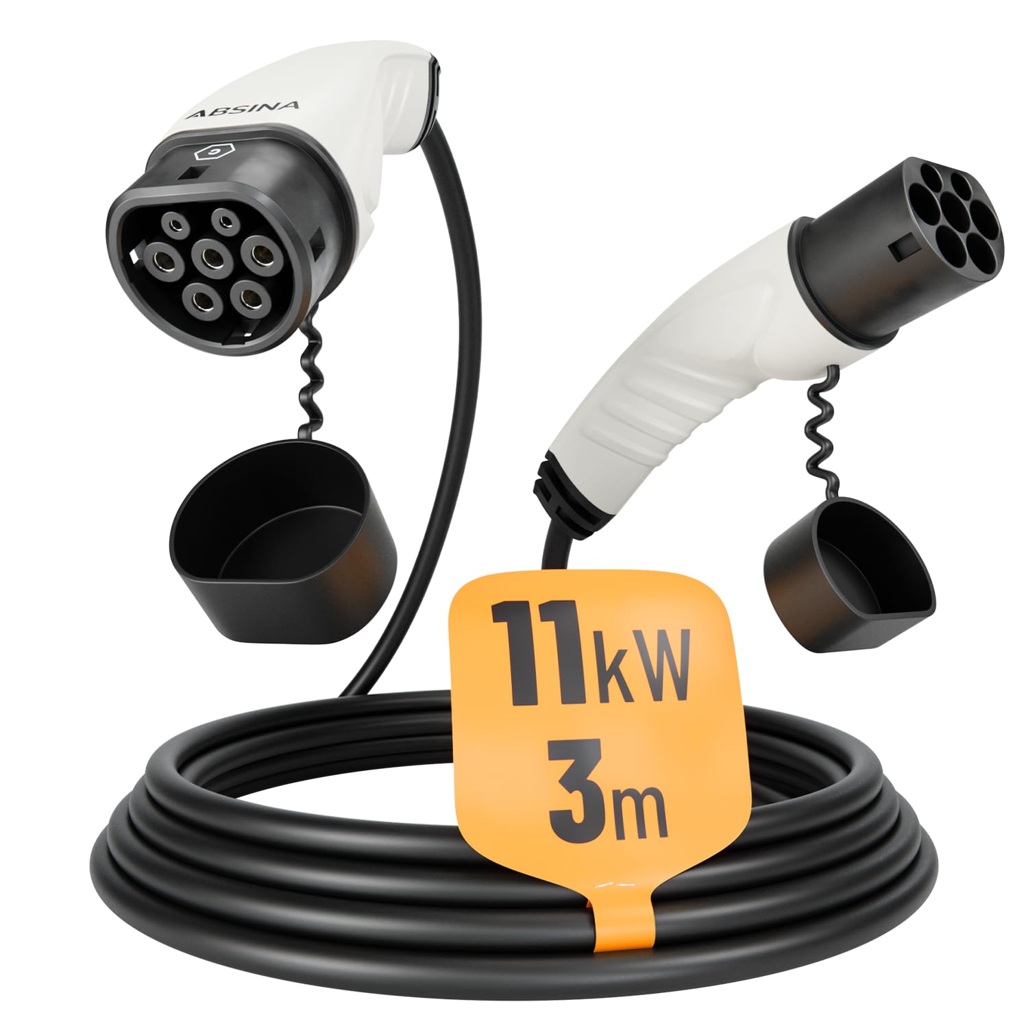 ABSINA Type 2 Charging Cable 11 kW & 16 A for Hybrid and Electric Car, 7.5 ABSINA Type 2 Charging Cable 11 kW & 16 A for Hybrid and Electric Car, 7.5