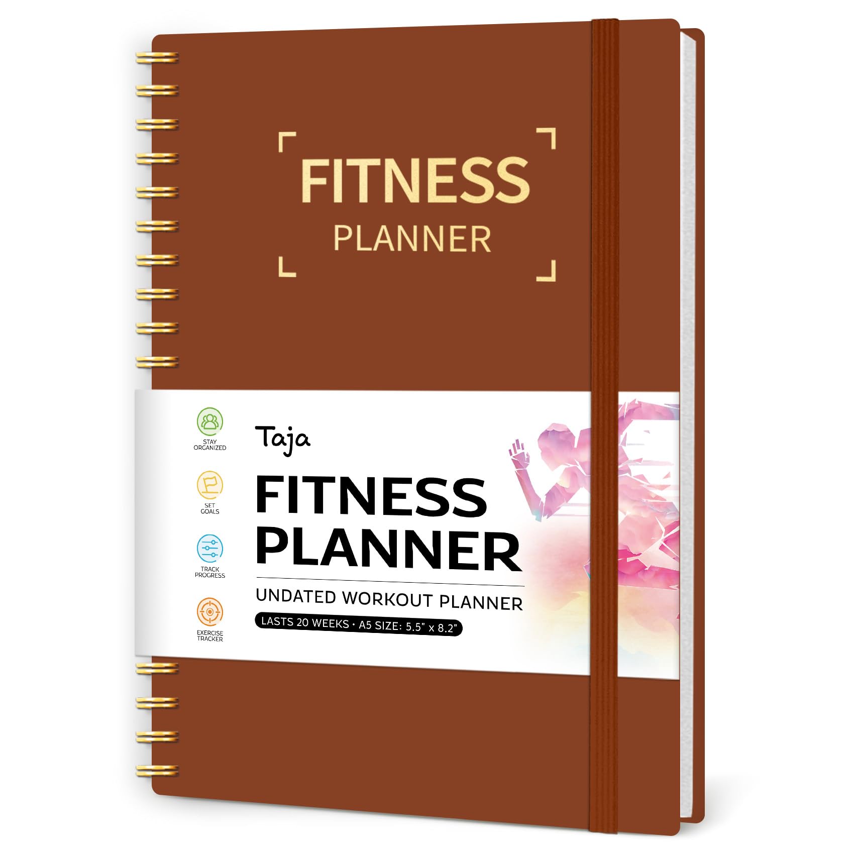 Fitness Workout Journal for Women & Men, A5(5.5" x 8.3") Workout Log Book Planner for Tracking, Progress, and Achieving Your Wellness Goals-Rust Brown-image-26