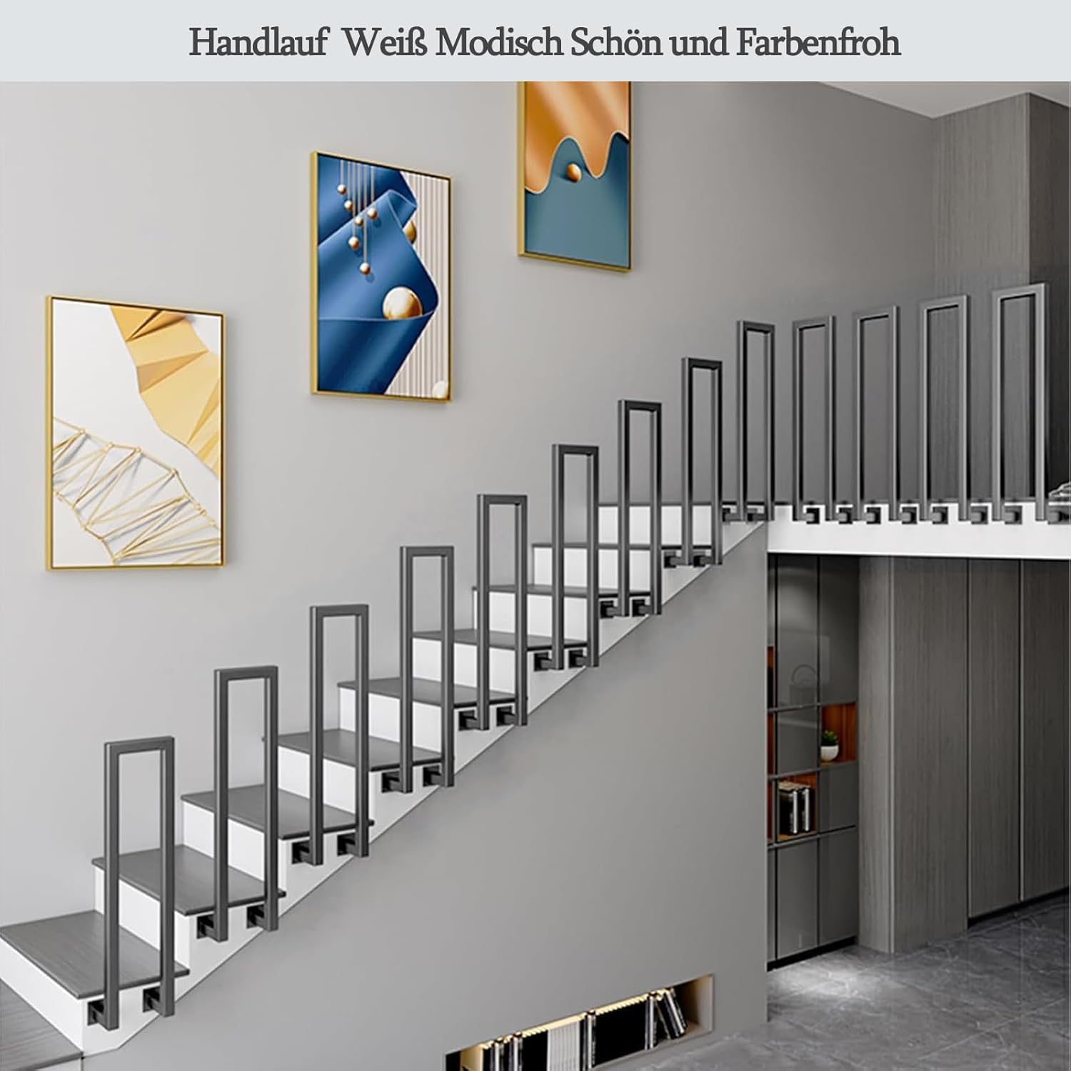 U Shaped Handrails for Indoor Stairs, Stair Handrail, Metal Railing for Stairs, Staircase Handrails, Black Hand Rail, Outdoor Stair Railing Stair Rail for Steps Porch Corridor (Side, 100cm/3.3ft)