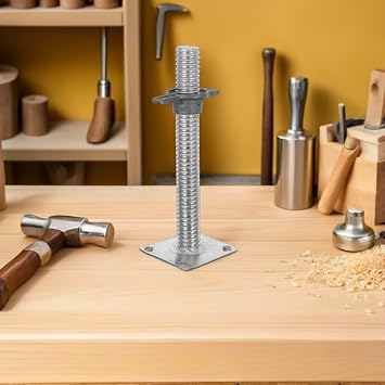 Adjustable Base Scaffold Screw Jack 12.2 Inch Silver Metal