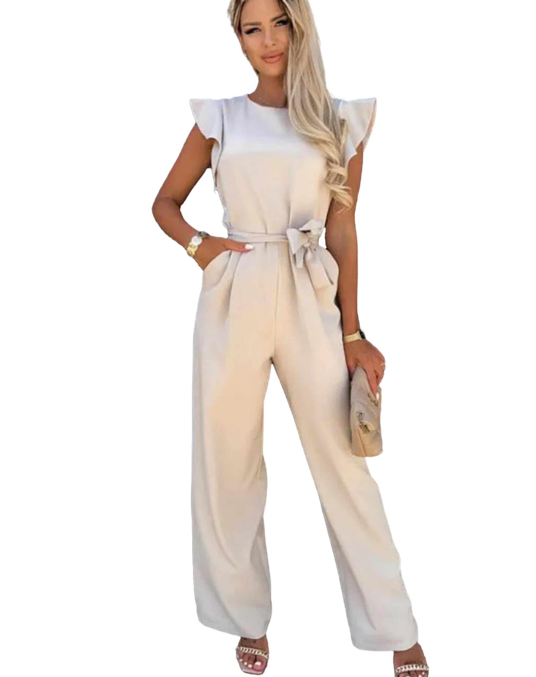Juketron Mono con pernera ancha de manga corta para mujer, peto elegante, ropa de calle Vintage, monos, traje de salto para mujer 2024